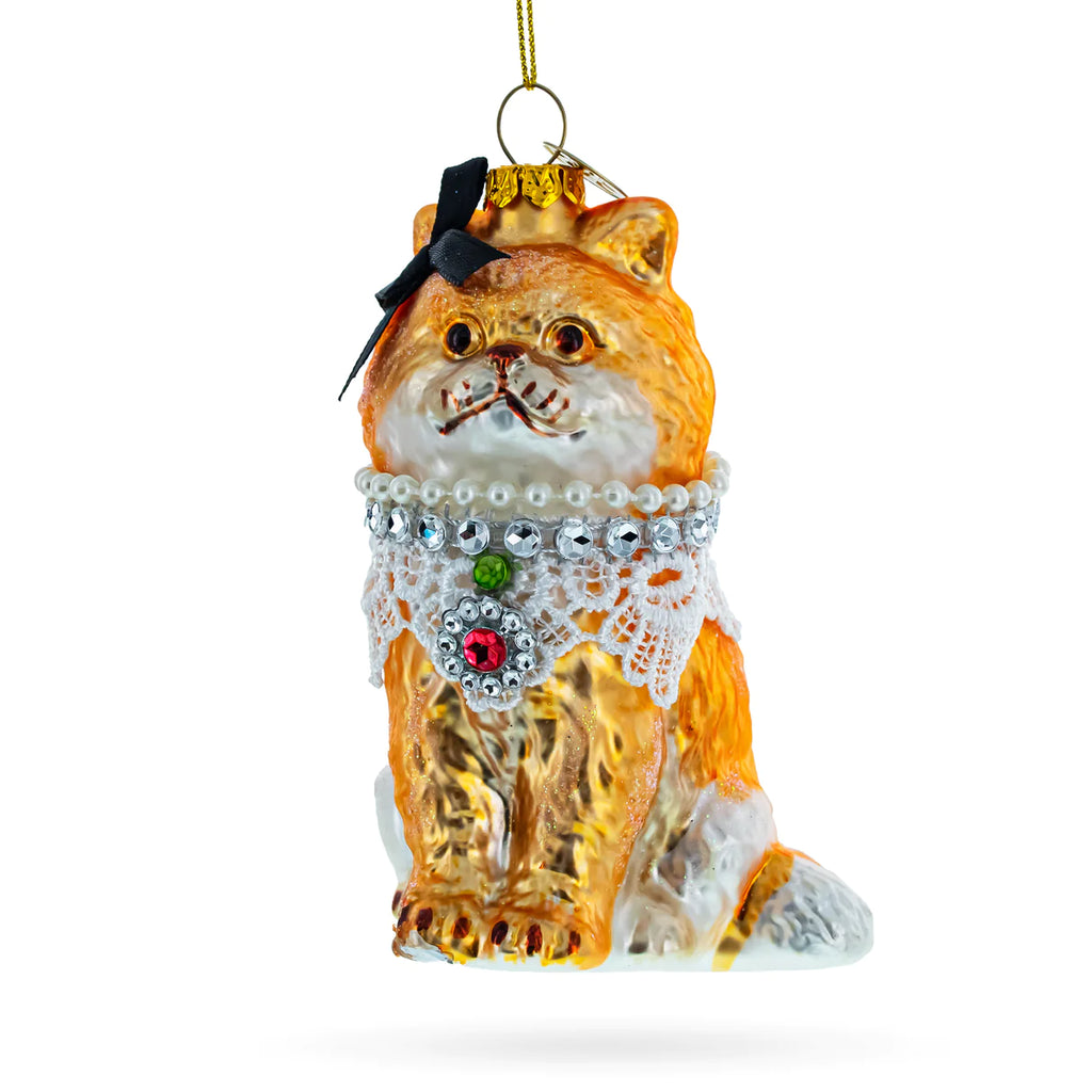 Her Majesty Dowager Lady Ginger Marmalade McTabby with Lace Cat Ornament