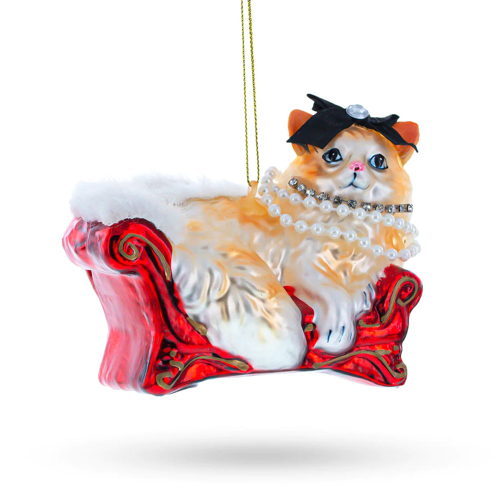 Come Up and See Me Sometime Kitty in Pearls Ornament