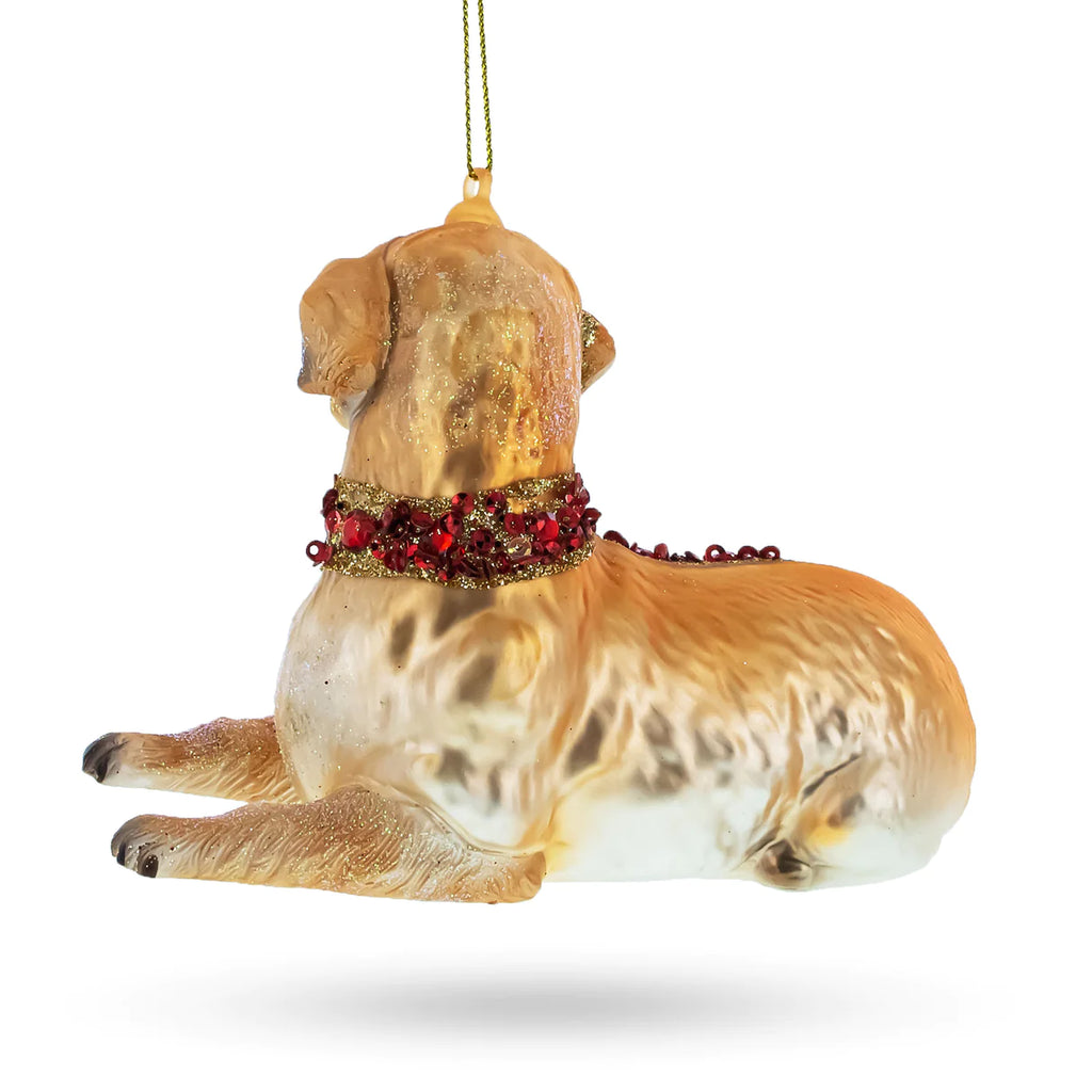 Dashing Golden Retriever with Jeweled Collar Ornament