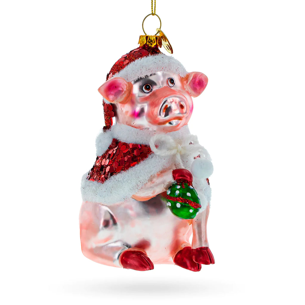 Holiday Pig Santa Hat Ornament