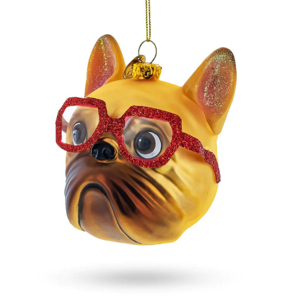 What the Heck Pug in Red Glasses Ornament