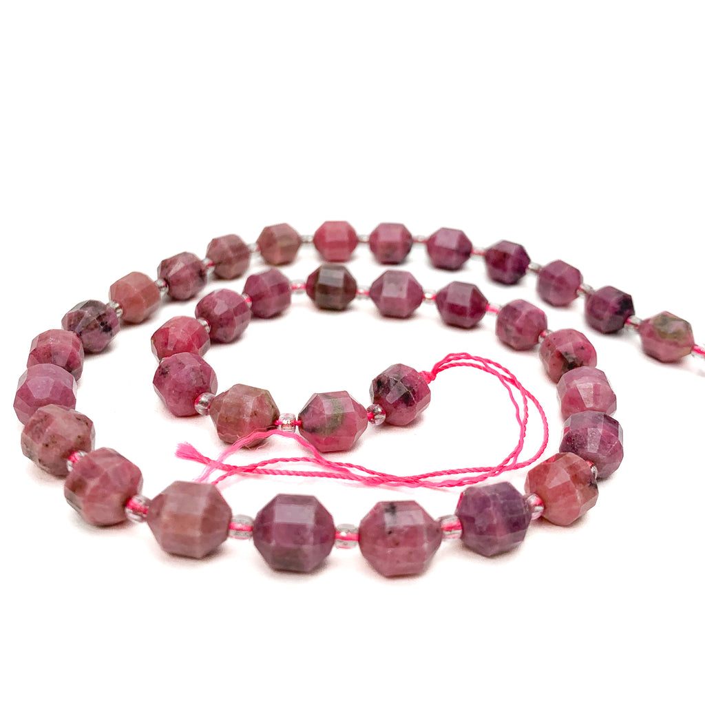 Rhodonite 7mm Faceted Drums Bead Strand