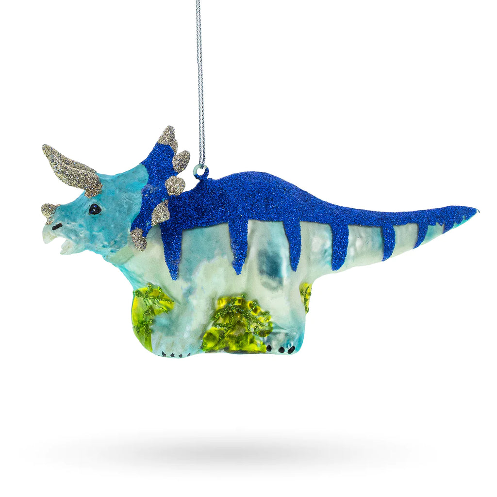 Sparkling Triceratops Dinosaur Ornament