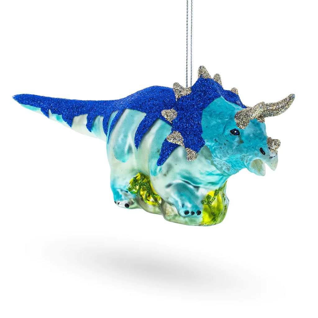 Sparkling Triceratops Dinosaur Ornament