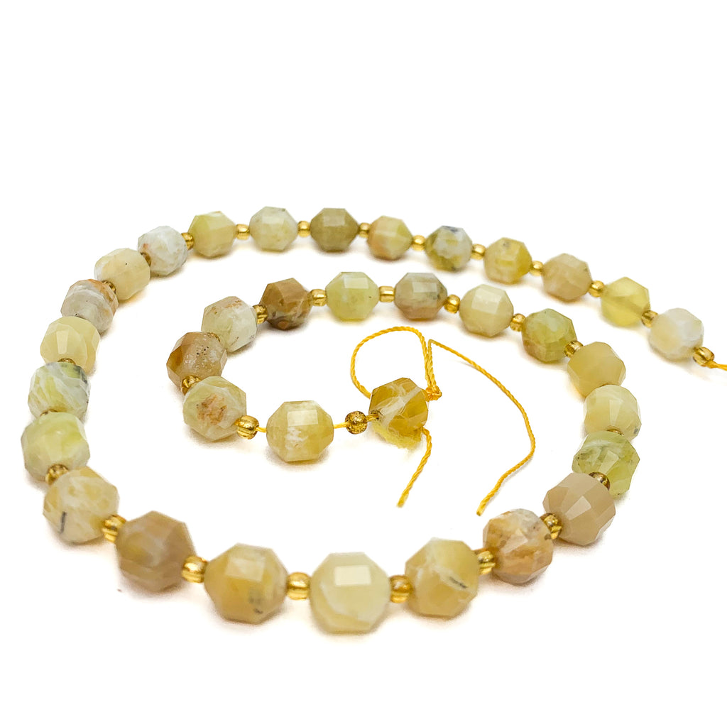 Yellow Opal 7mm Faceted Drums Bead Strand