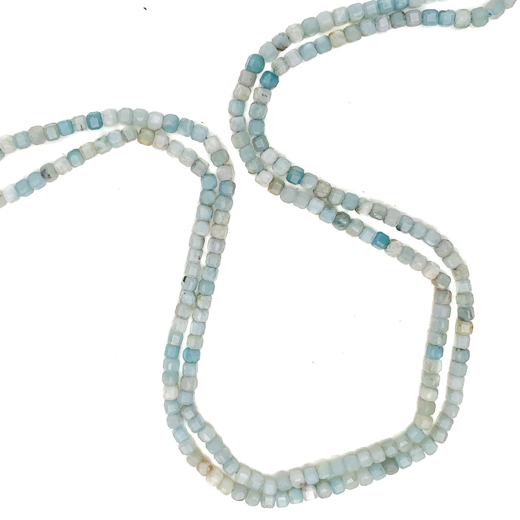 Amazonite 3mm Faceted Cubes Bead Strand