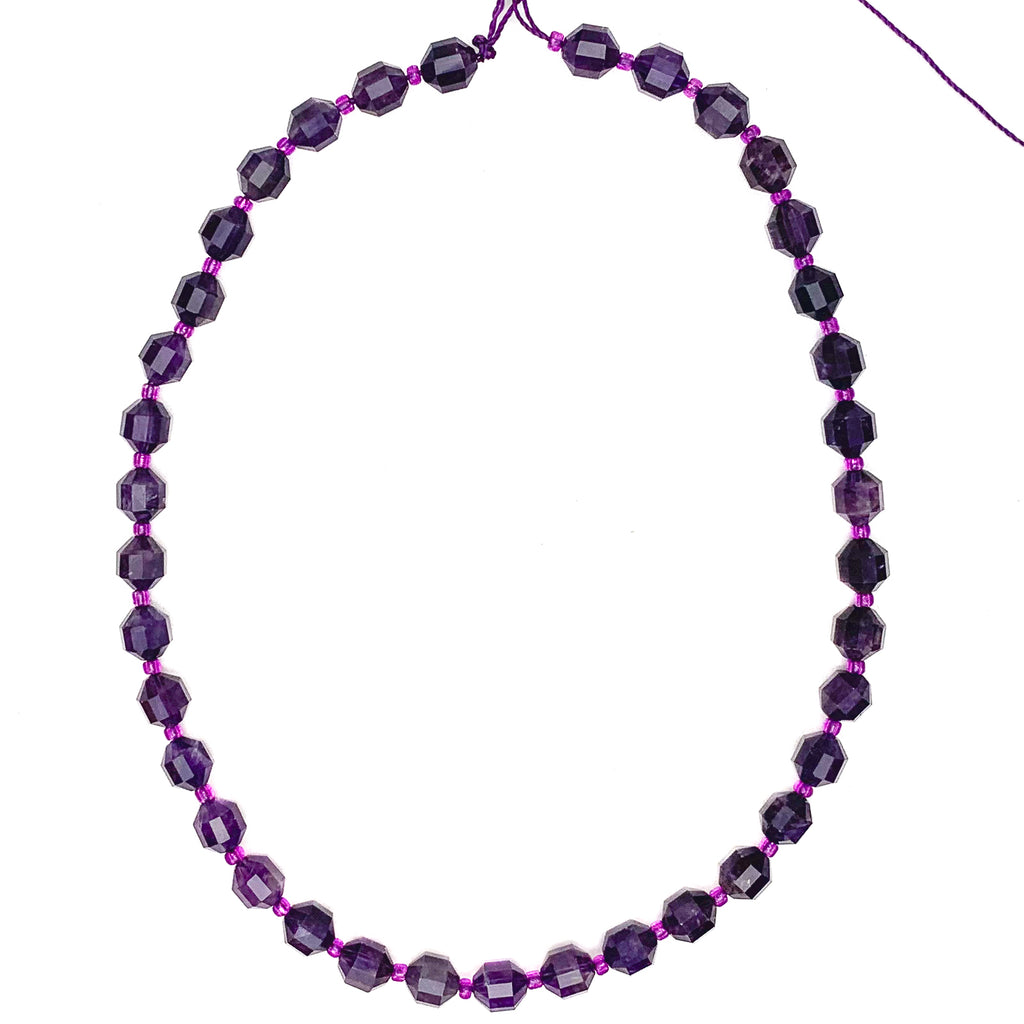 Amethyst 7mm Faceted Drums Bead Strand