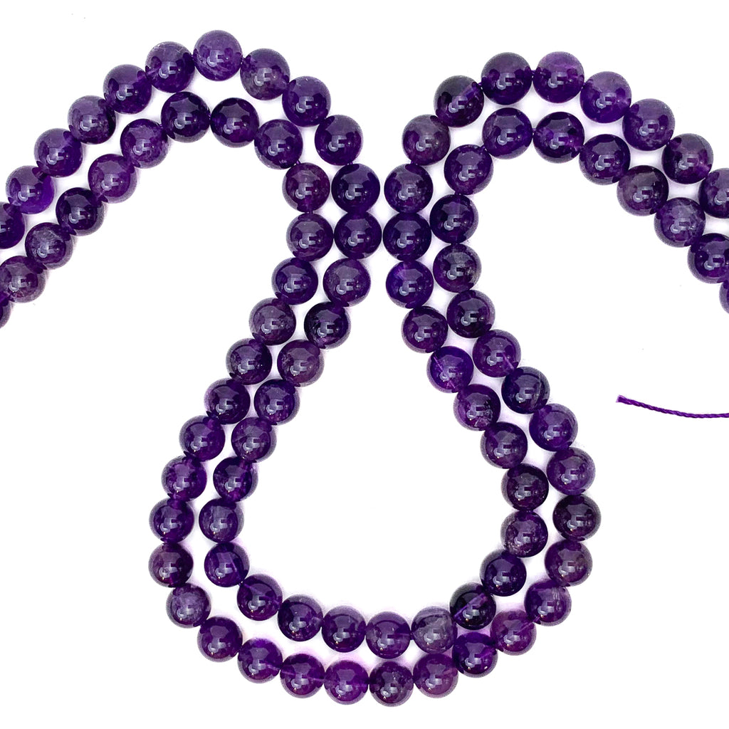 Amethyst X Fine 8mm Smooth Rounds Bead Strand