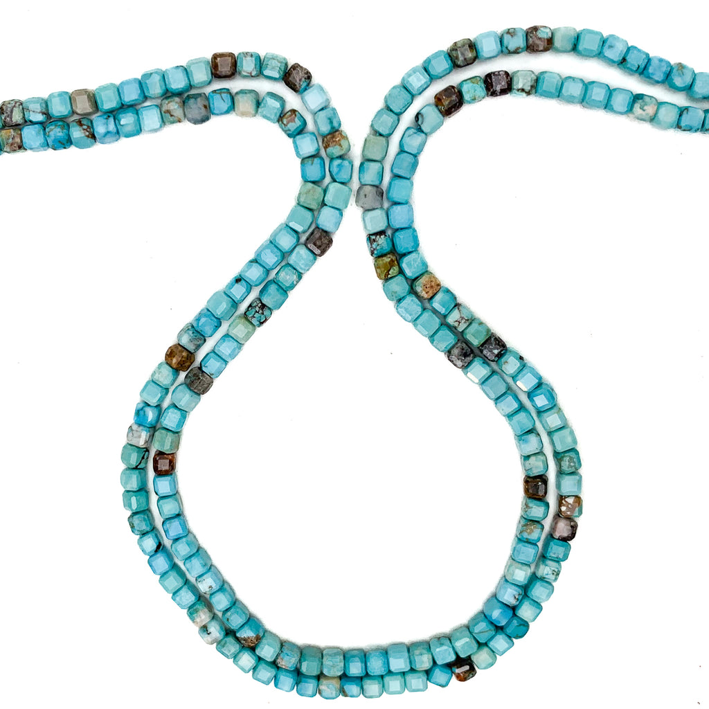 Turquoise Arizona 3mm Faceted Cubes Bead Strand