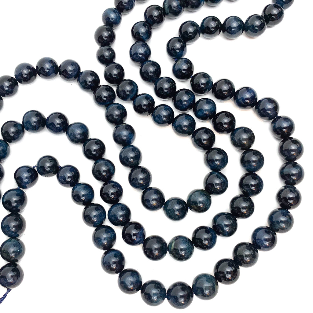Tiger's Eye Blue 10mm Smooth Rounds Bead Strand