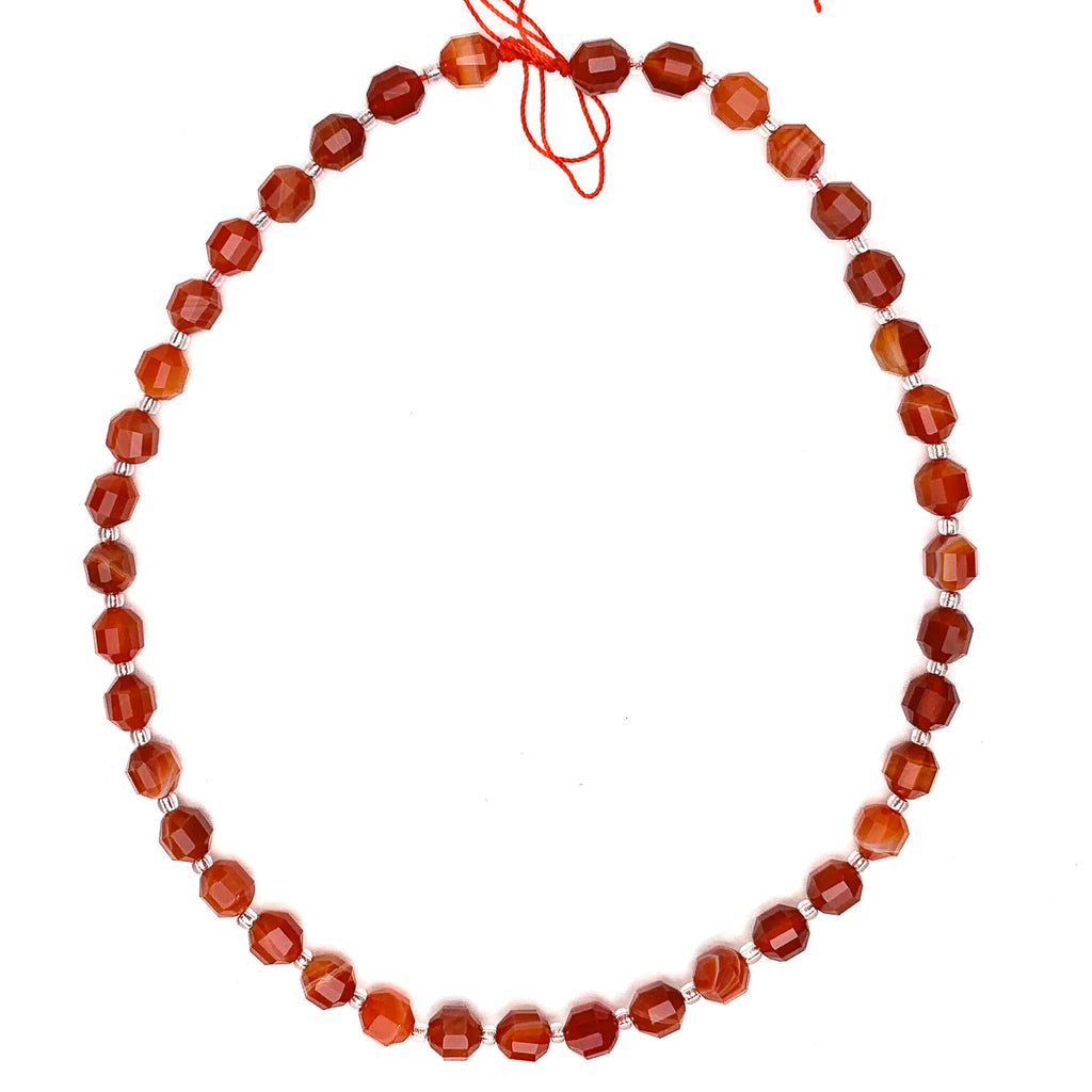 Carnelian 7mm Faceted Drums Bead Strand