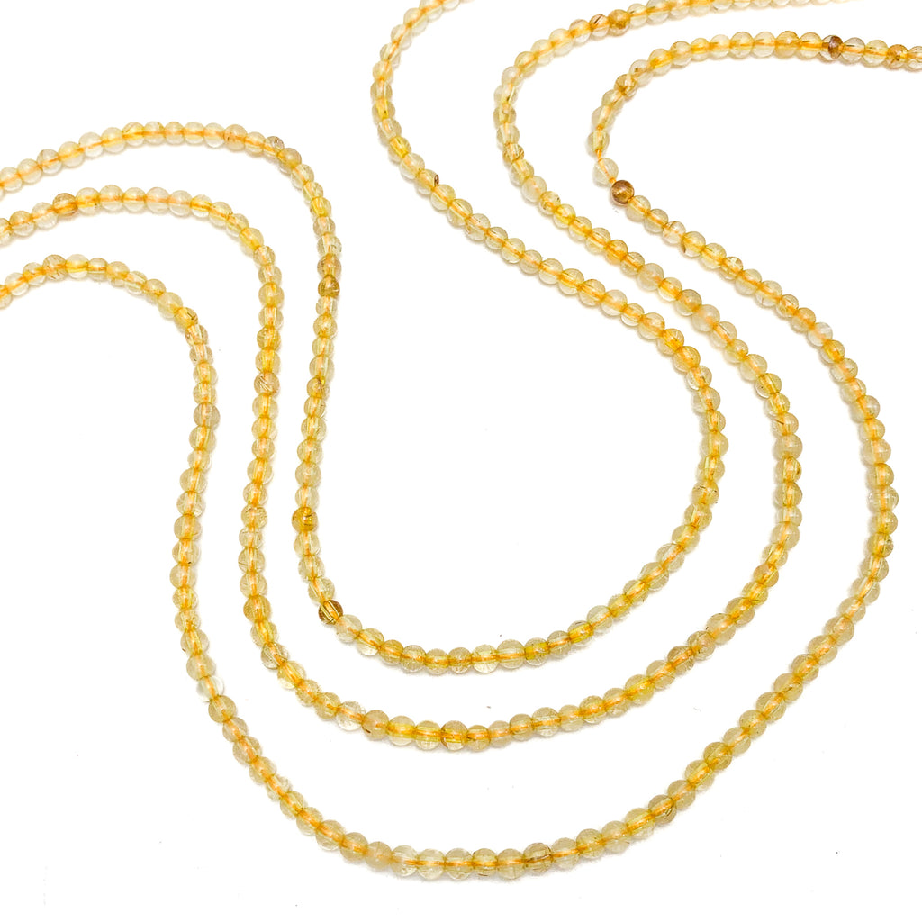 Citrine 3.5mm Smooth Rounds Bead Strand