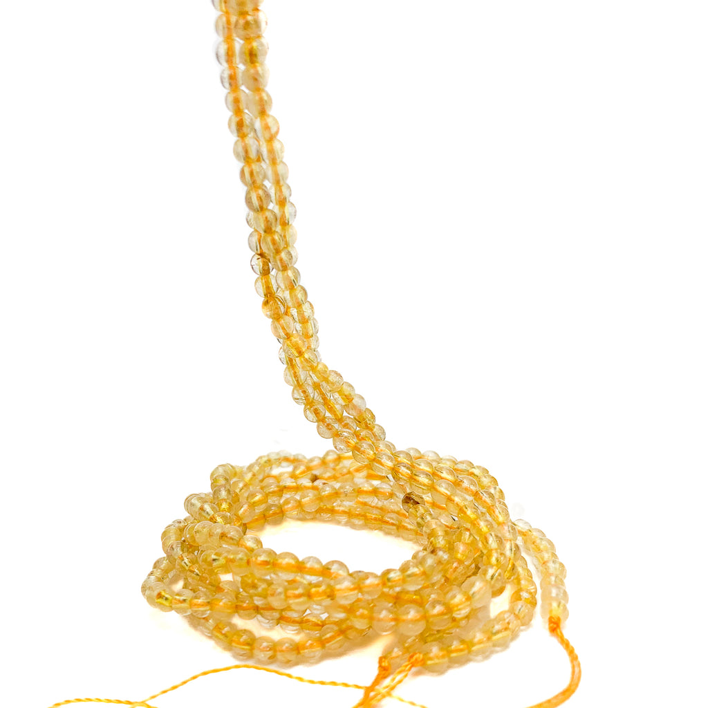 Citrine 3.5mm Smooth Rounds Bead Strand