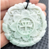 Certified Green Lavender Natural A Jadeite Double Face Flower Yu Symbol Safety Pendant