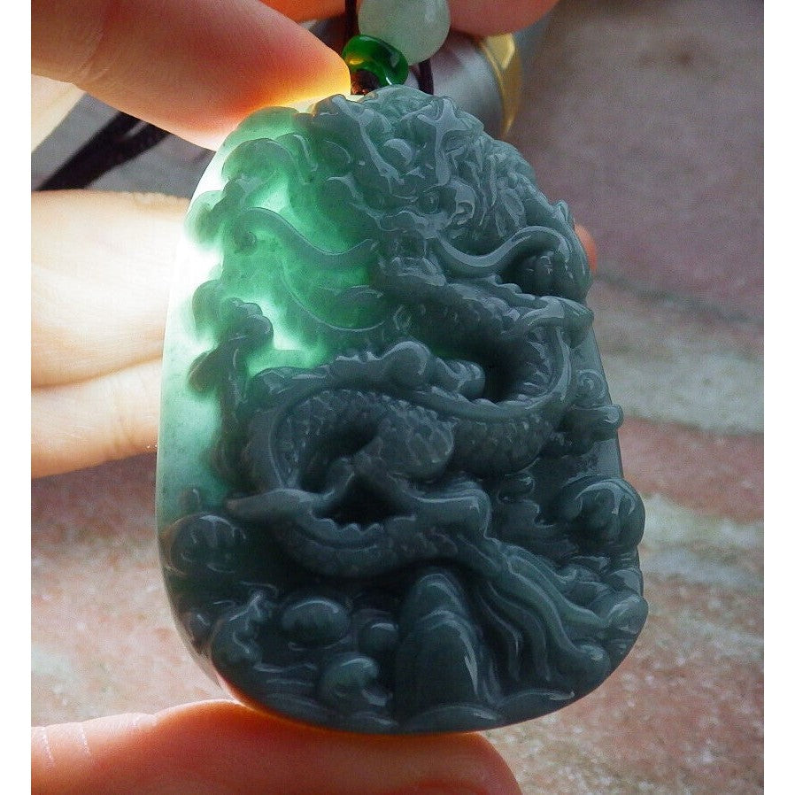 Certified Green Natural A Jade Pendant Dragon #611-0303
