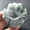 Certified Green Lavender Natural Type A Jadeite Carved Double Fish Safe Pendant