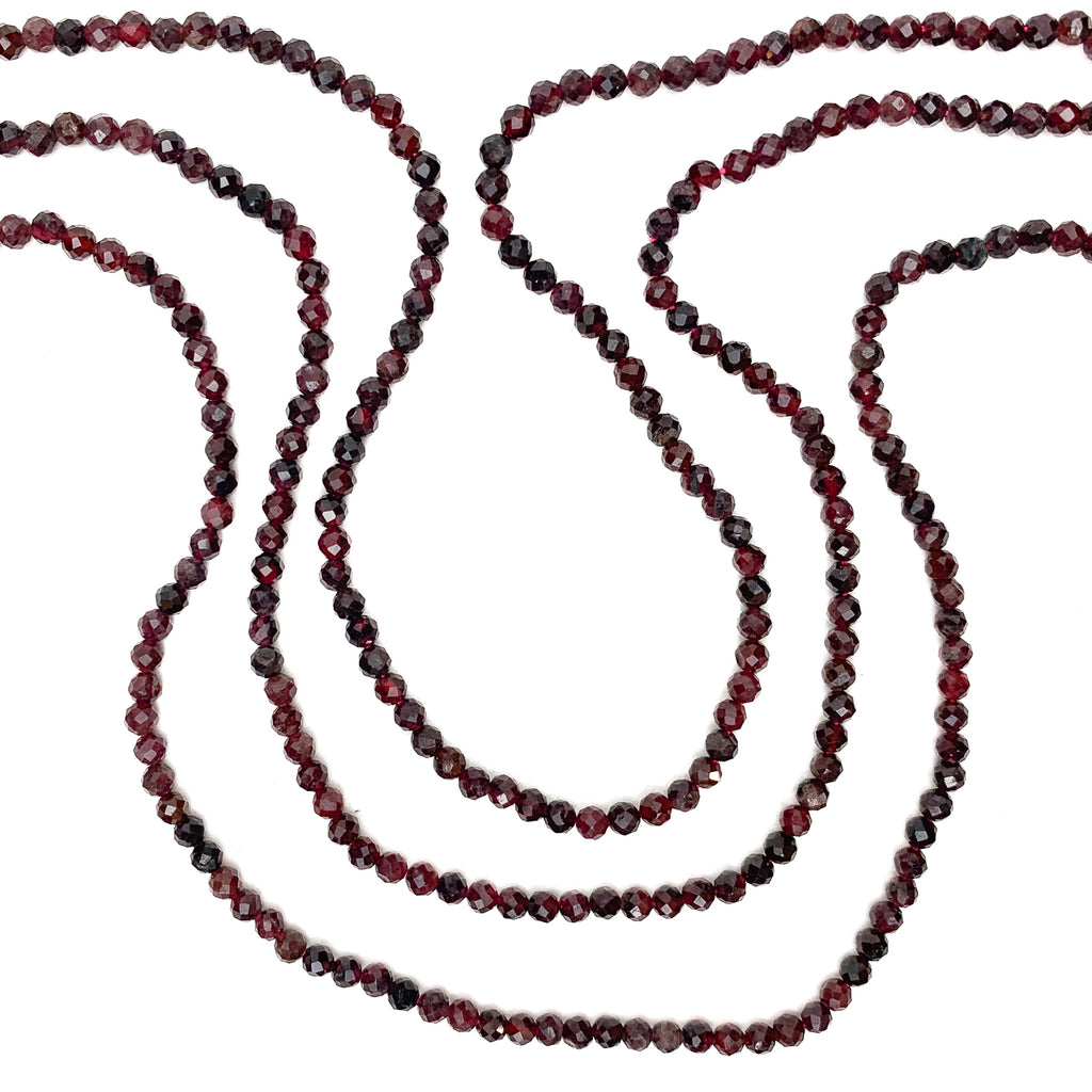 Garnet 3.5mm Faceted Rounds Bead Strand