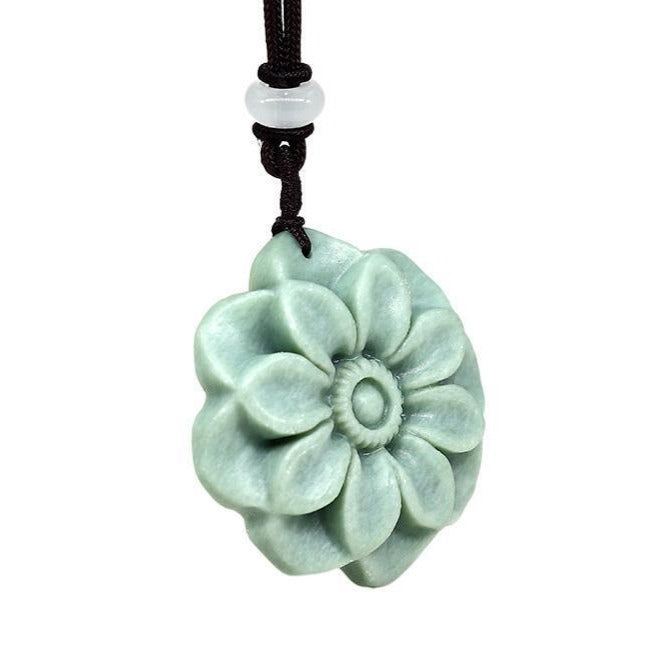 Jade Sunflower Pendant Necklace #121-1230