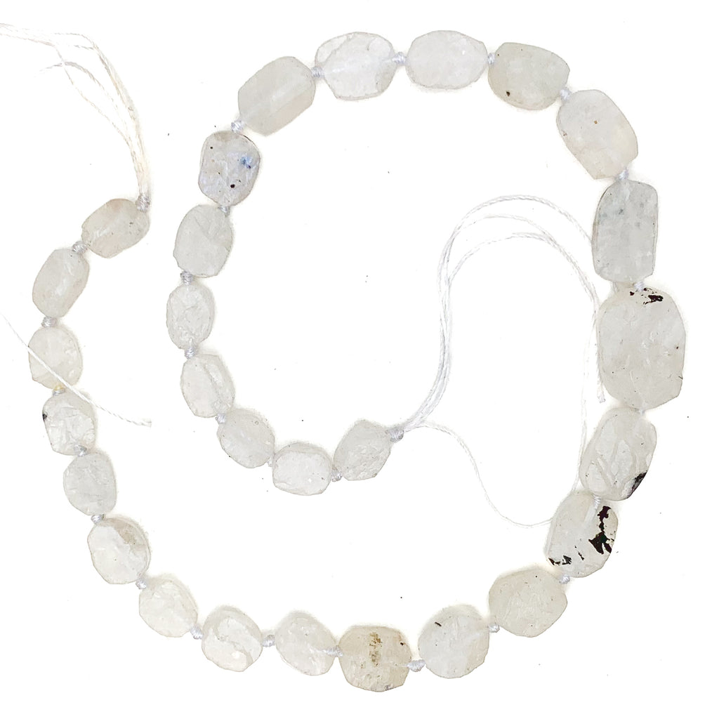 Moonstone Rough Oval Coins Bead Strand
