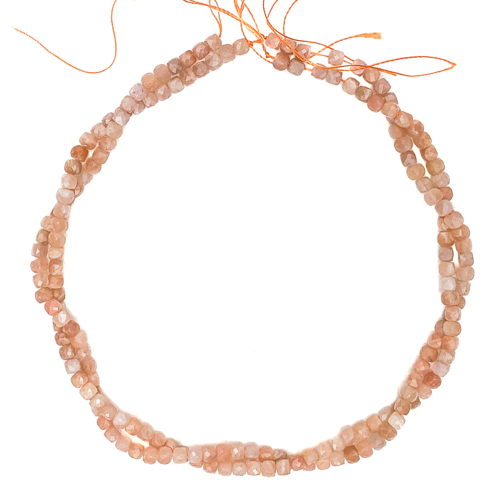 Peach Moonstone 4.5mm Faceted Cubes Bead Strand