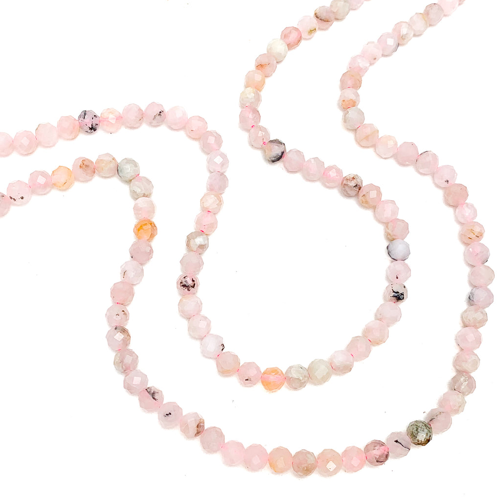 Pink Peruvian Opal 6mm Faceted Rounds Bead Strand
