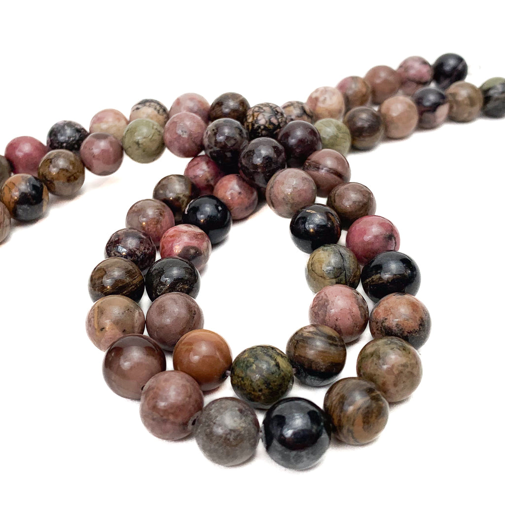 Rhodonite 10mm Smooth Rounds Bead Strand