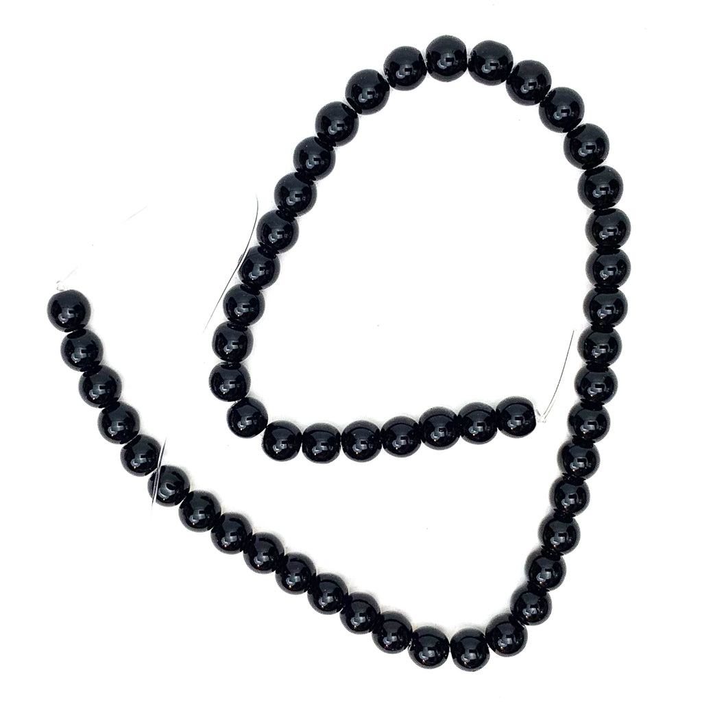 Black Spinel 8mm Smooth Rounds Bead Strand