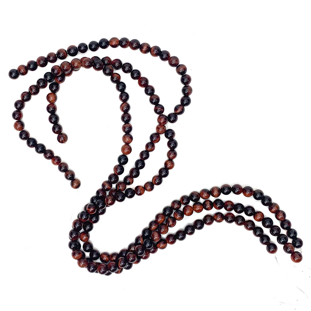 Red Tiger's Eye Fine 6mm Smooth Rounds Bead Strand