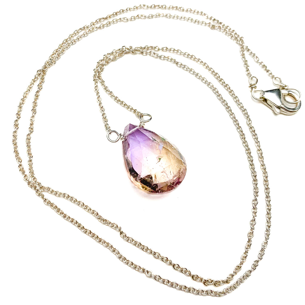 Ametrine Necklace on Sterling Silver Chain with Sterling Silver Trigger Clasp