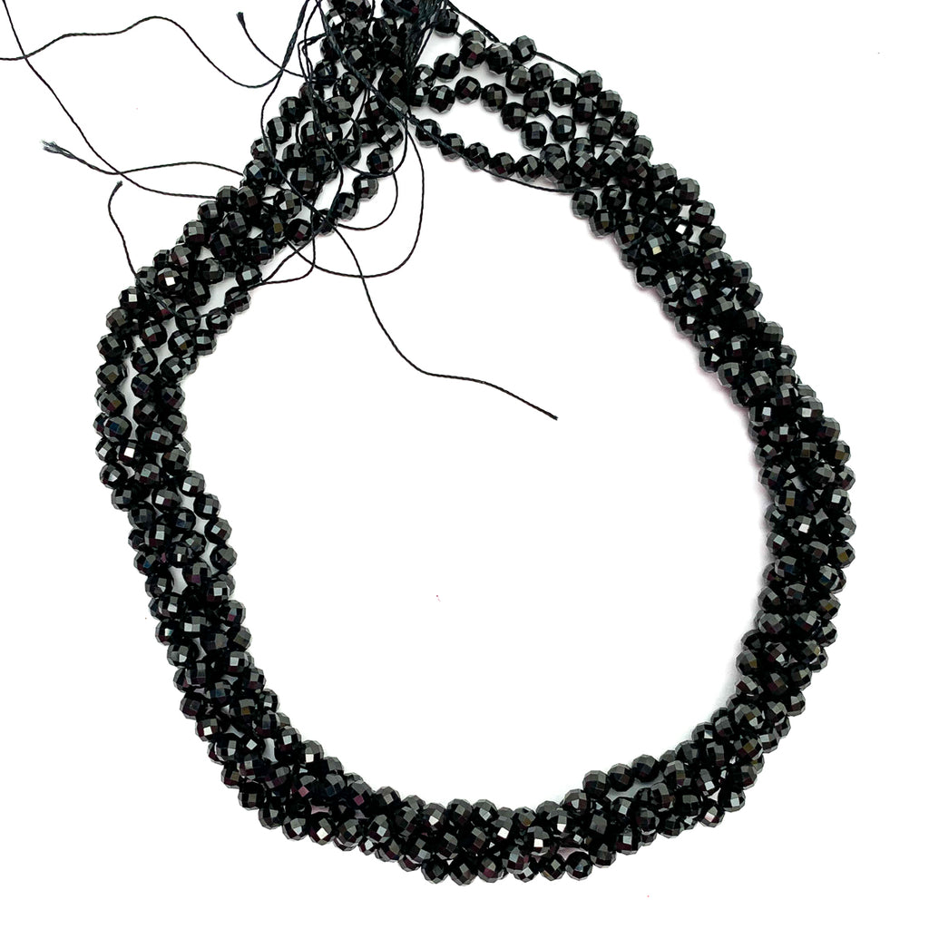 Black Tourmaline Brazil 4mm Faceted Rounds