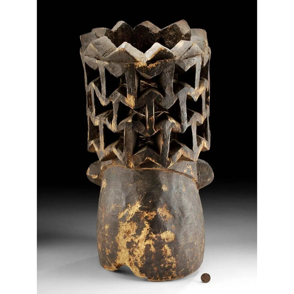 Bamun Kwifo Society Helmet Mask from Cameroon #323