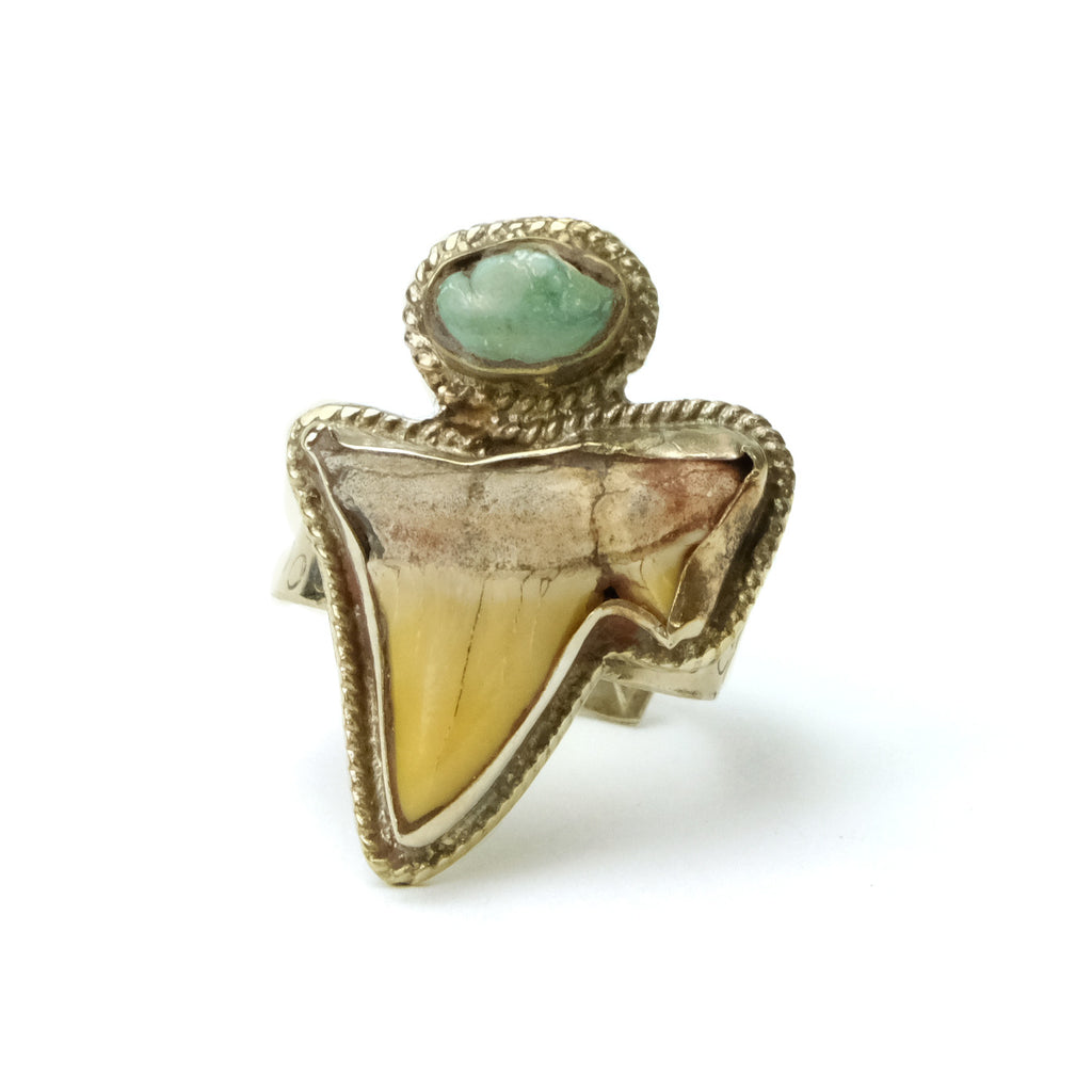 Shark Tooth Ring with Turquoise Cabochon