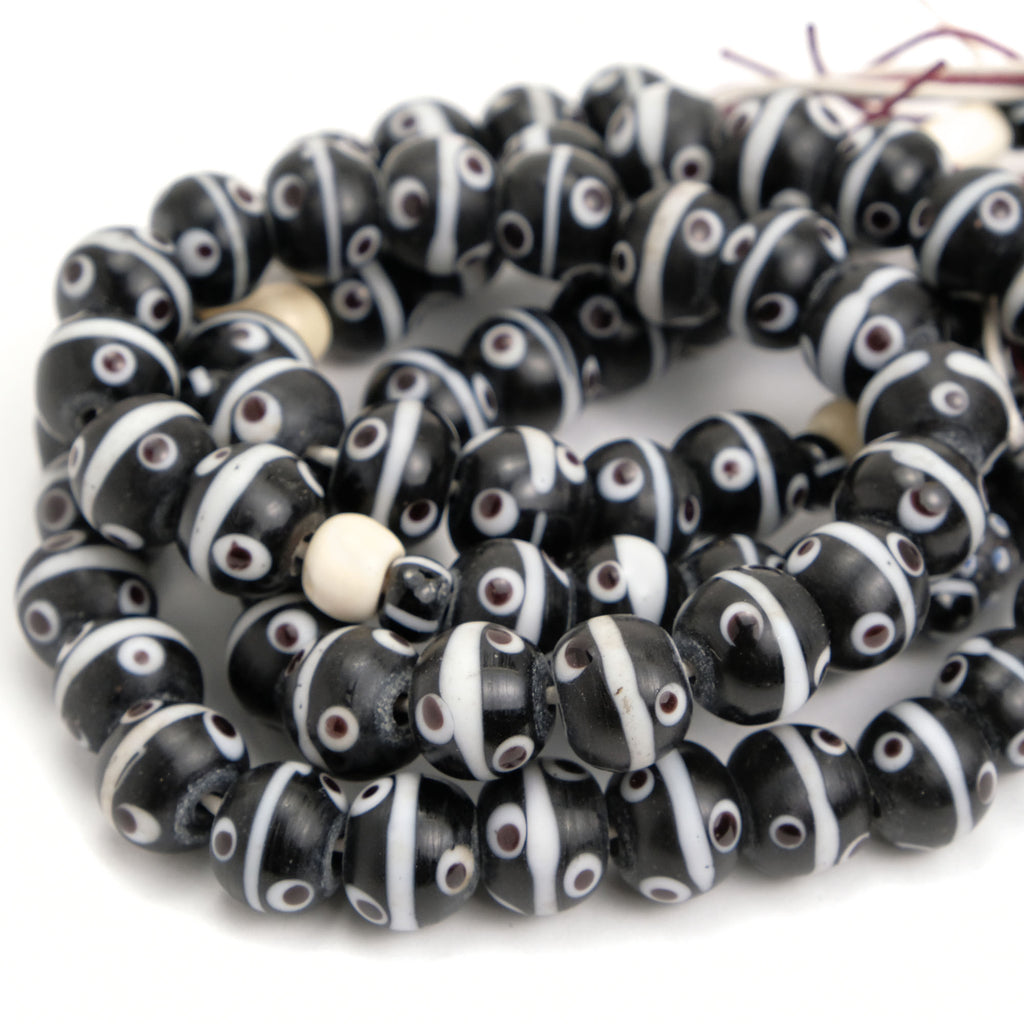 Eye Beads Recycled Glass Strand #6