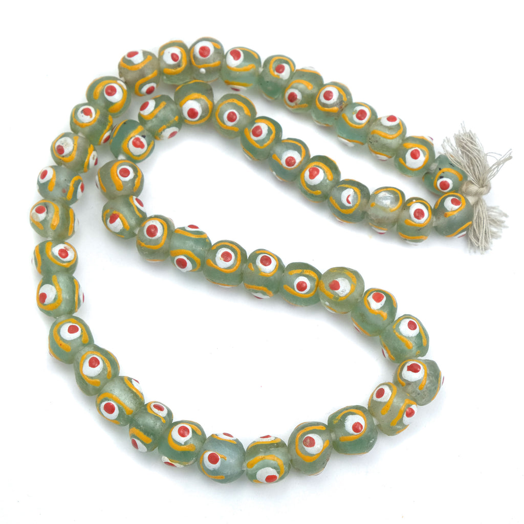 Eye Beads Recycled Glass Strand #9