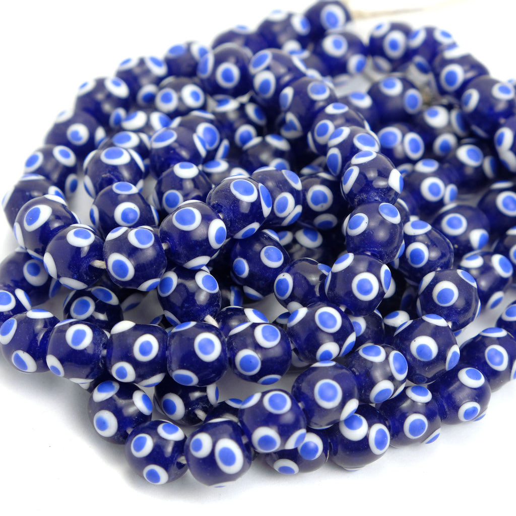 Eye Beads Recycled Glass Strand #10
