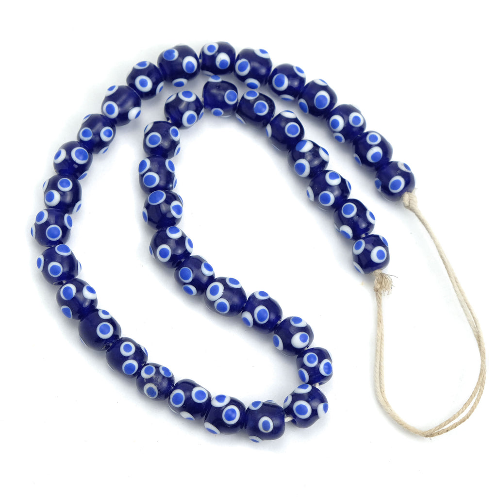 Eye Beads Recycled Glass Strand #10
