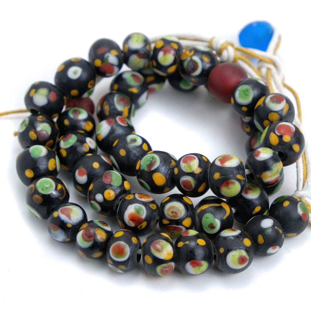 Eye Beads Recycled Glass Strand #31