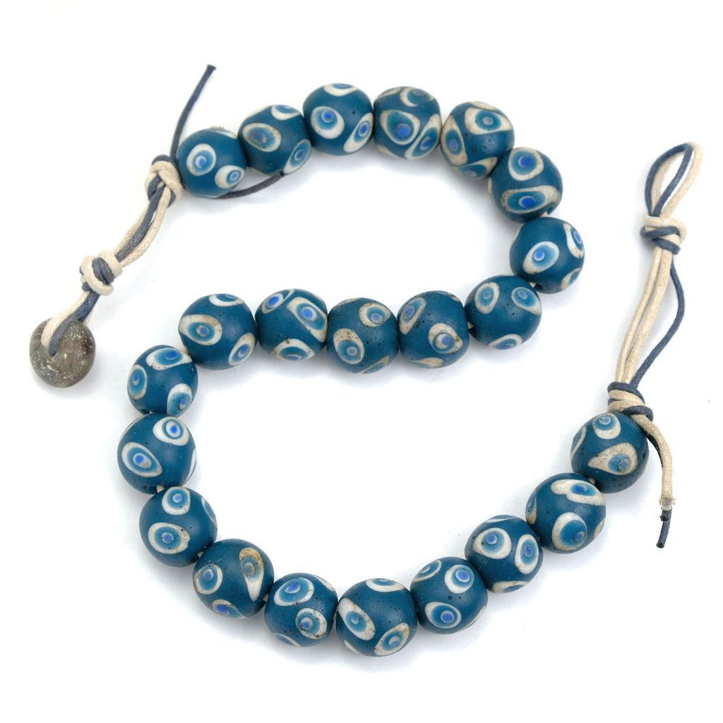 Eye Beads Large Recycled Glass Strand #33