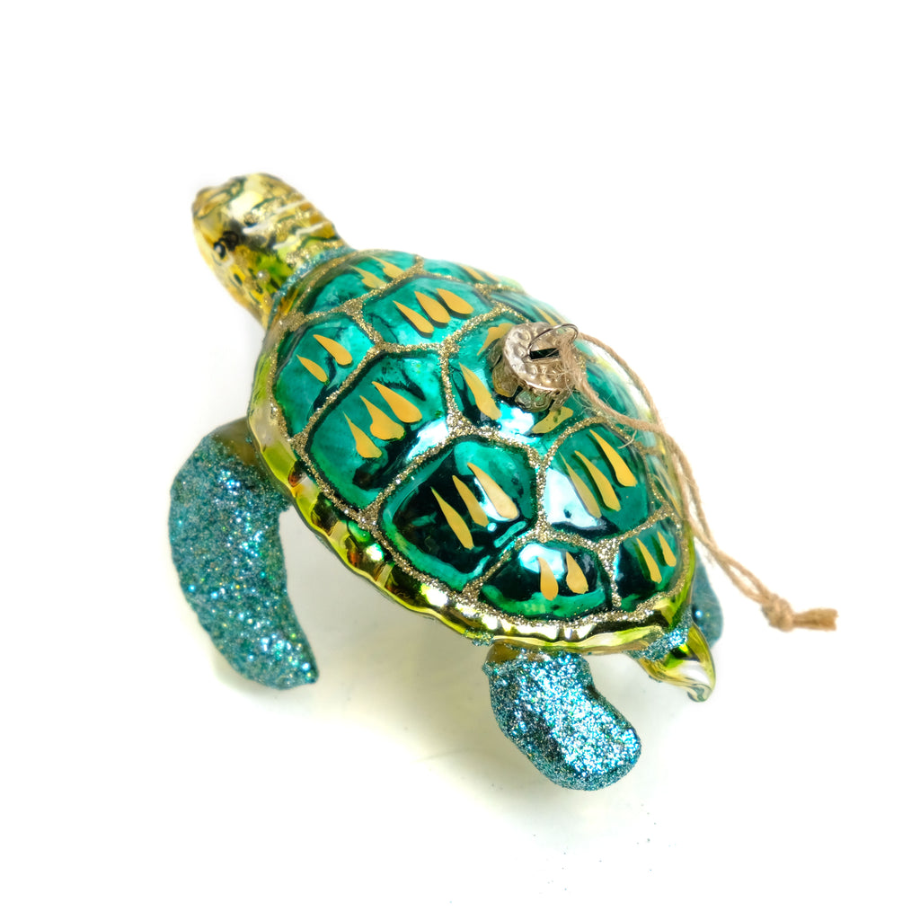 Glitter Sea Turtle Glass Ornament