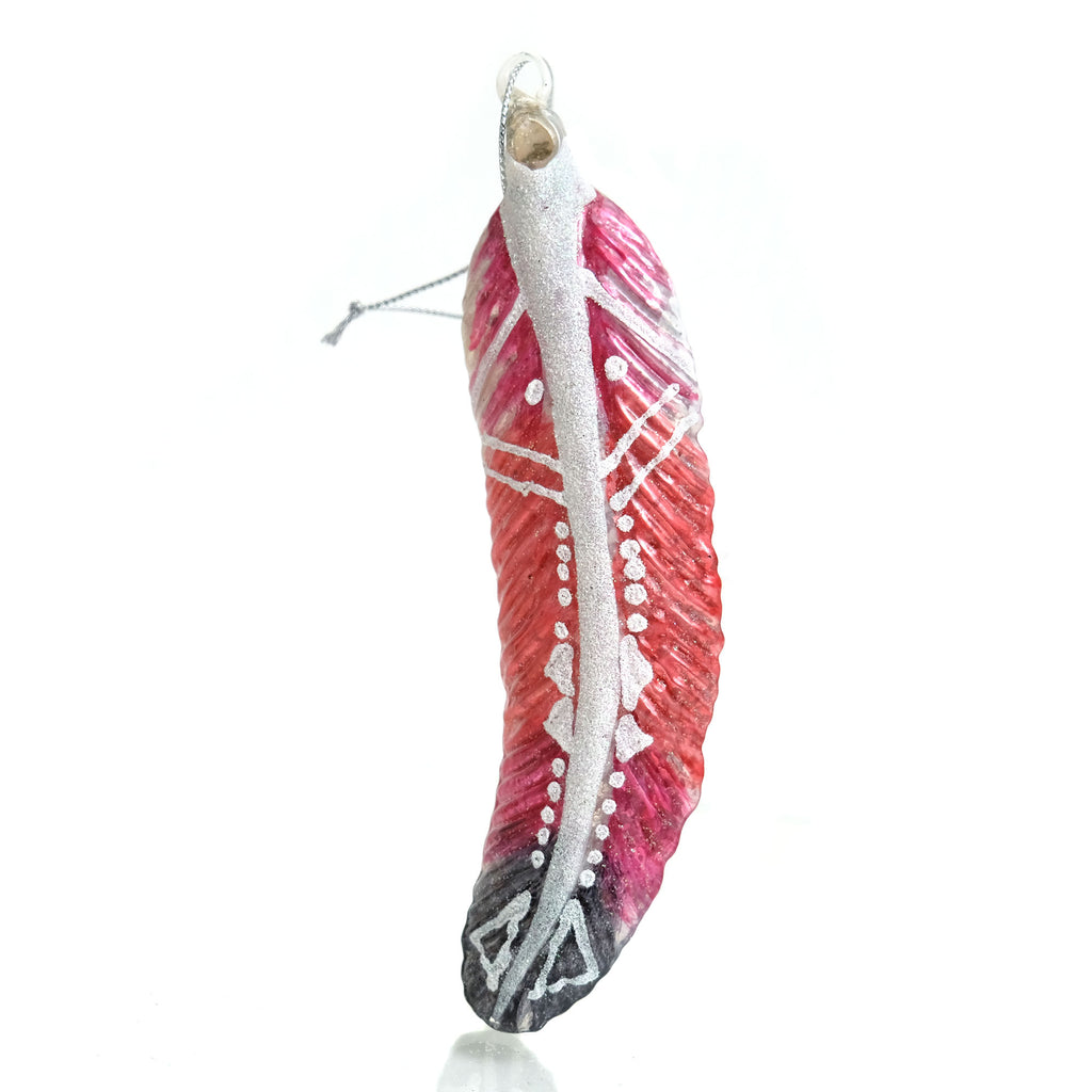 Tribal Feather Glass Ornament #1