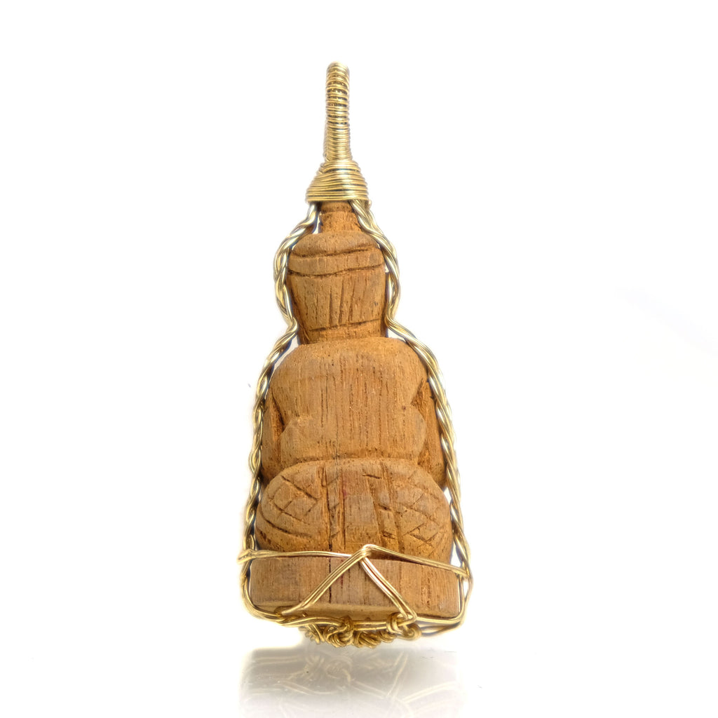 Ganesha Hand Carved Coconut Wood Wrapped with Brass Wire