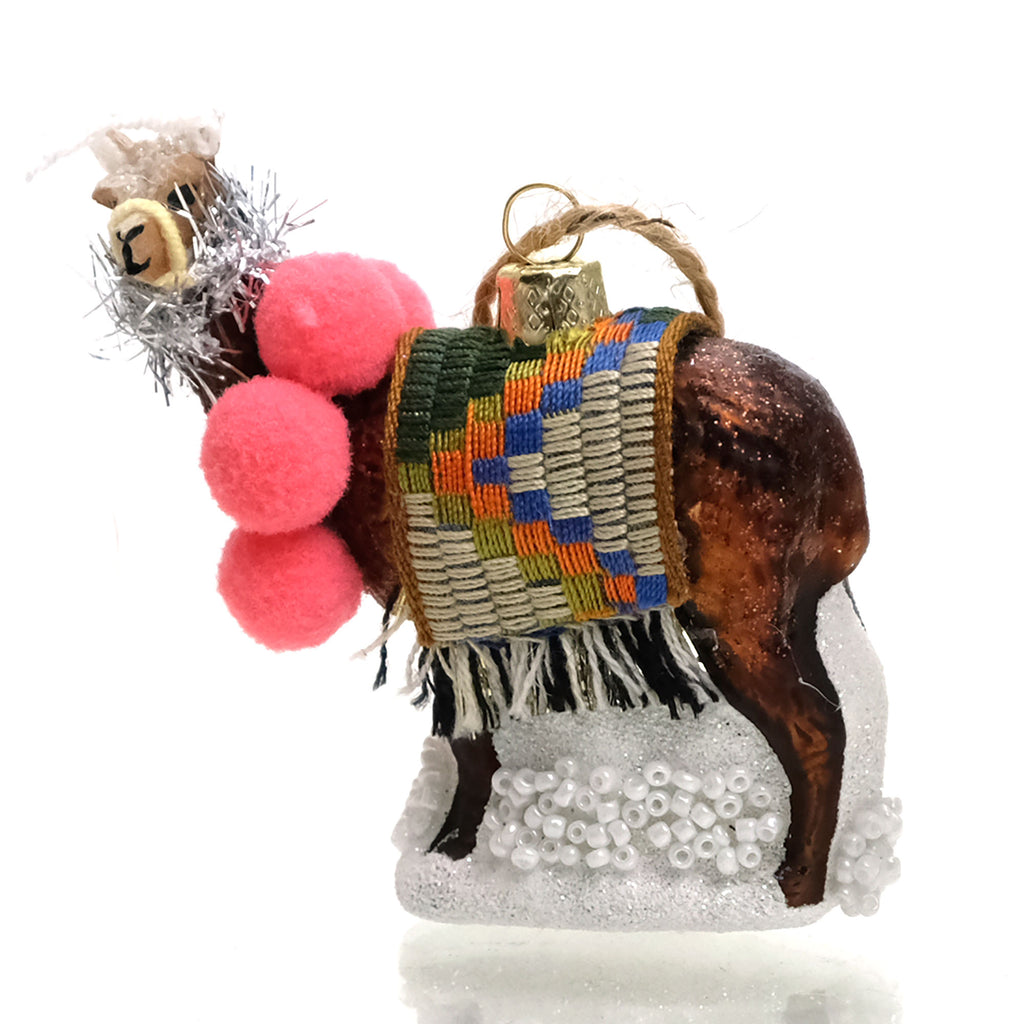 Adorned Llama Glass Ornament