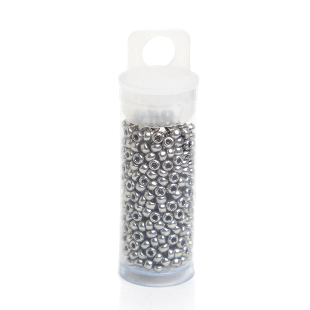 Czech Seed Beads 8/0 Metallic Dark Silver