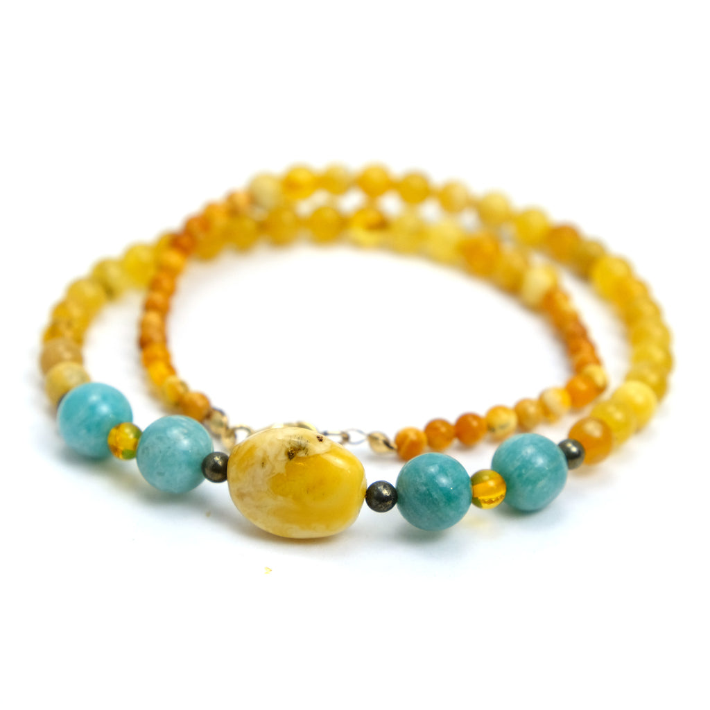 Amber with Amazonite Necklace