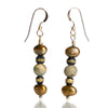 Fresh Water Pearl and African Opal Earrings with Gold Color Base Metal French Ear Wire