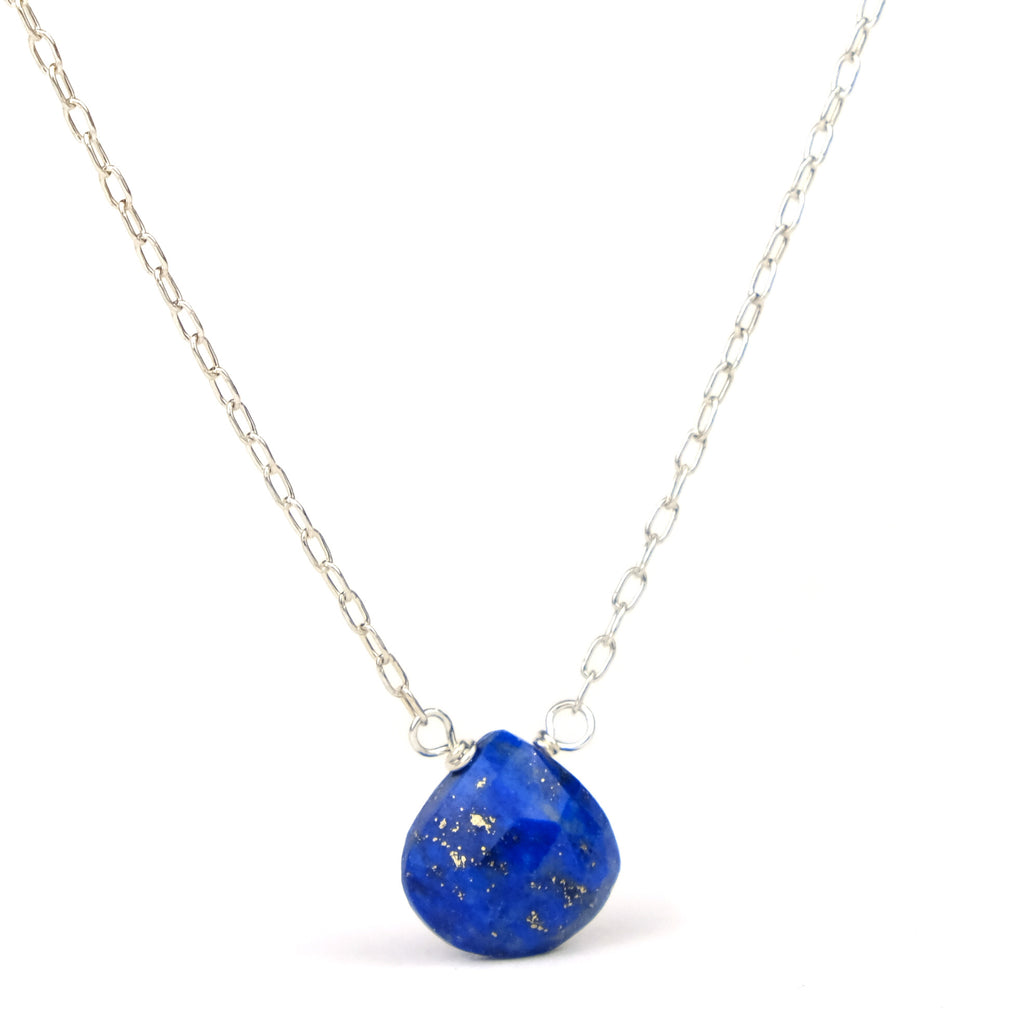 Lapis Lazuli Necklace on Sterling Silver Chain and Sterling Silver Trigger Clasp