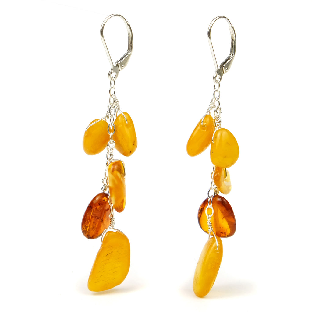 Amber Earrings with Sterling Silver Latch Back