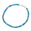 Cerulean Apatite 3mm Faceted Round Bracelet with Sterling Silver Lobster Claw Clasp