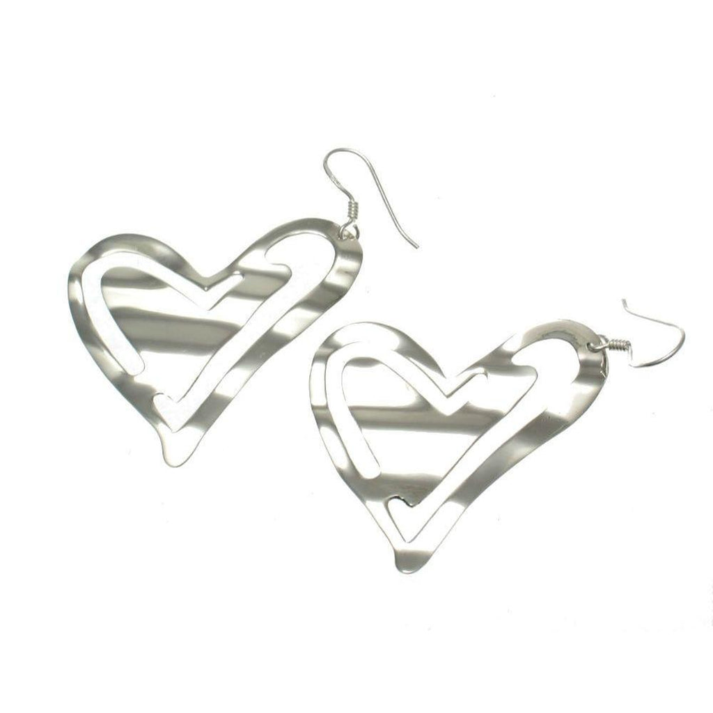 Sterling Silver Cut-Out Heart Earrings