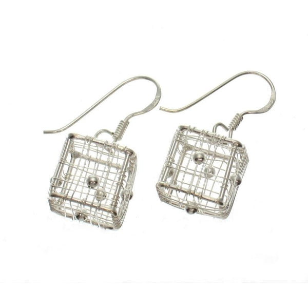 Small Wire Box Sterling Silver Earrings